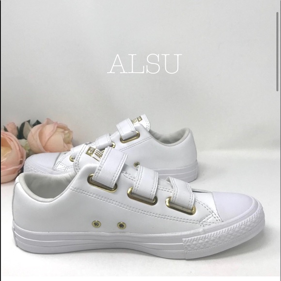 Converse Ctas 3V OX Leather White Gold W AUTHENTIC - Picture 2 of 6